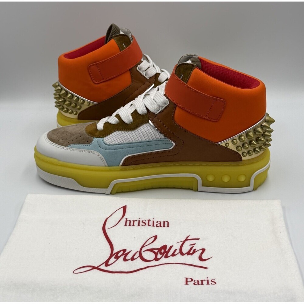 AUTHENTIC Christian Louboutin High Top Sneakers Red Sole Spikes Size 43 EU 10 US - Picture 4 of 10